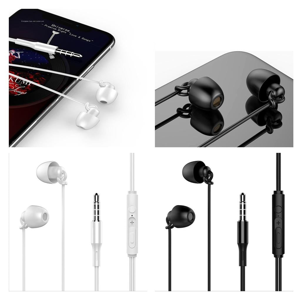 3.5mm Sleep Earplugs Earphone white with Mic