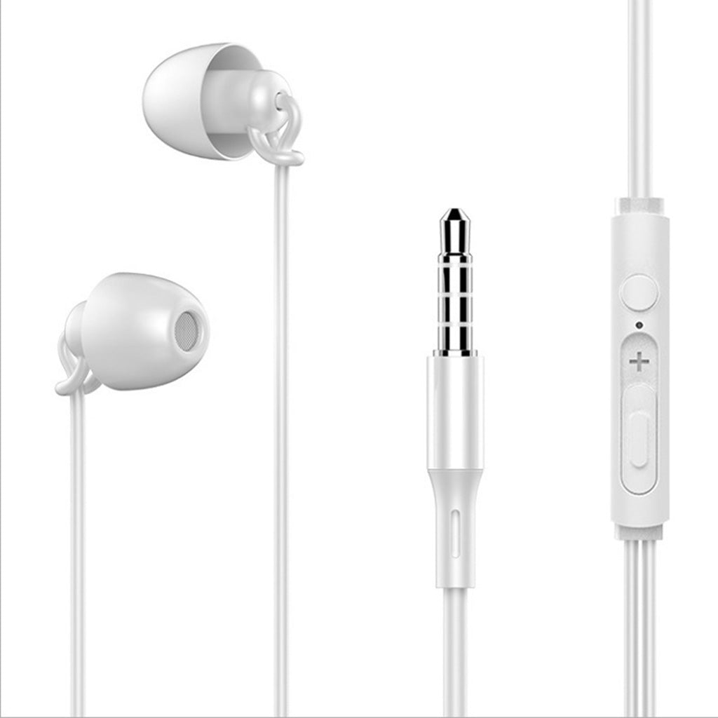 3.5mm Sleep Earplugs Earphone white with Volume Control Mic