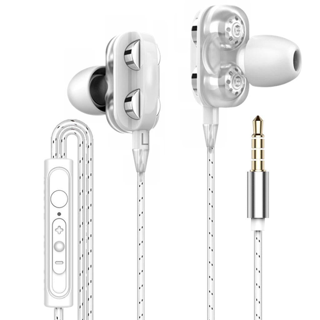Dual Driver In-Ear Earphones Type C Stereo Headphones with 120cm Cable White