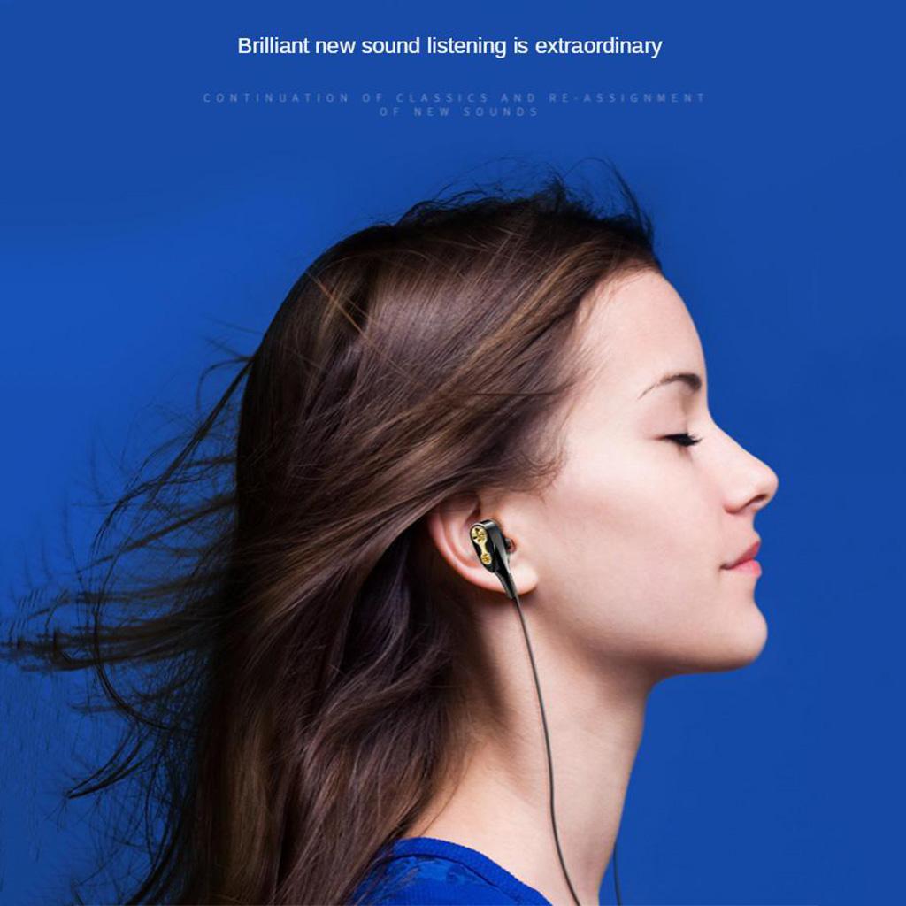 Dual Driver In-Ear Earphones Type-C Stereo Headphones Black