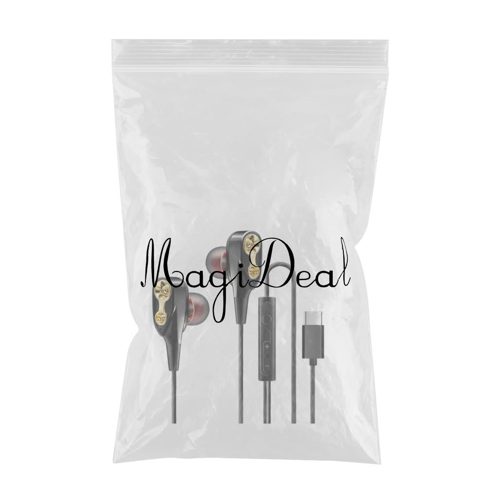 Dual Driver In-Ear Earphones Type-C Stereo Headphones Black