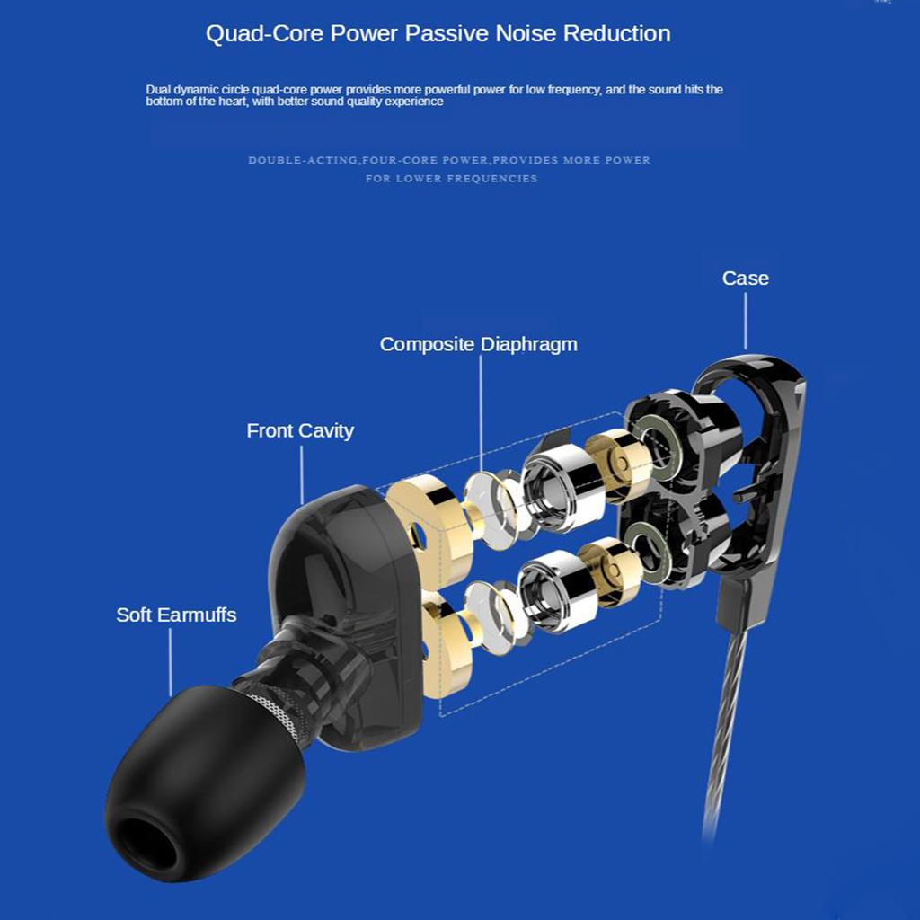 Dual Driver In-Ear Earphones Type-C Stereo Headphones Black