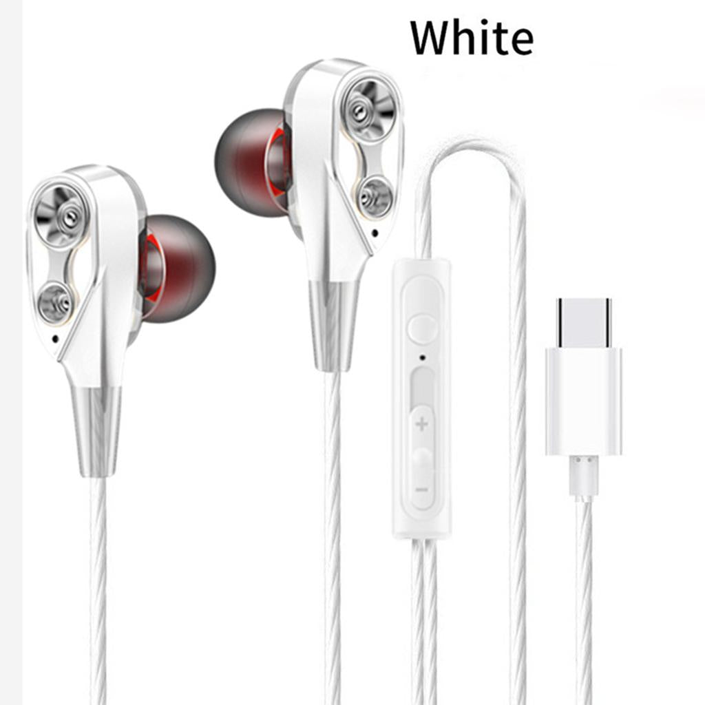 Dual Driver In-Ear Earphones Type-C Stereo Headphones White