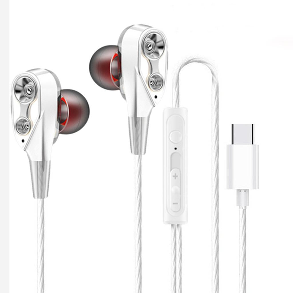 Dual Driver In-Ear Earphones Type-C Stereo Headphones White