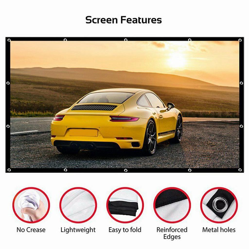 Portable Folding Projector Screen Home Theater Outdoor Camping 84 inch 16:9