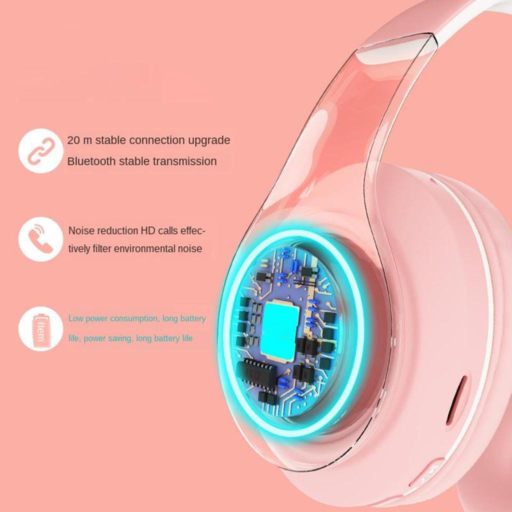 Macaron LED Noise Cancelling Headphones Bluetooth Headsets with Mic Yellow