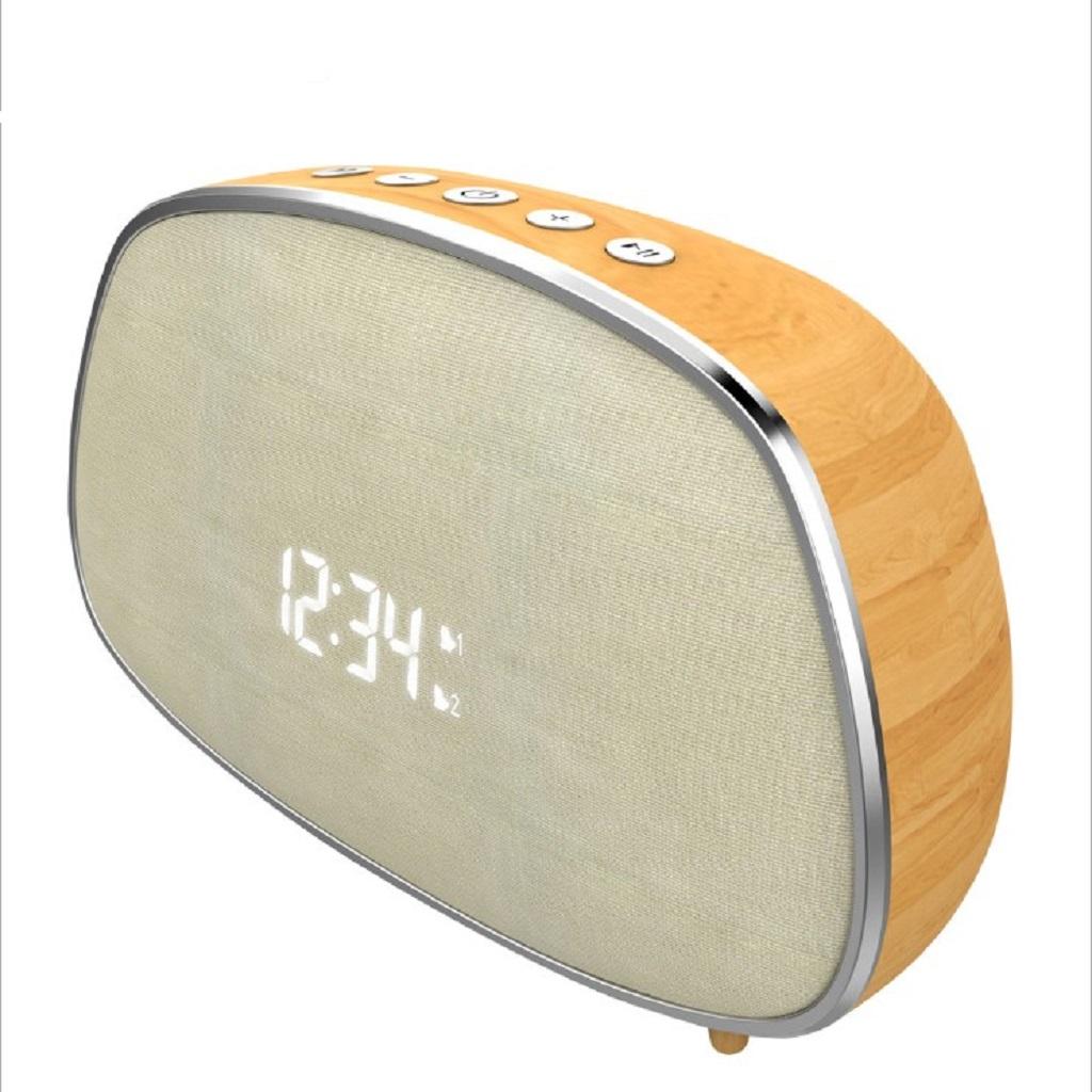 Wireless Bluetooth Portable Speaker FM Radio Digital LED Alarm Clock Orange