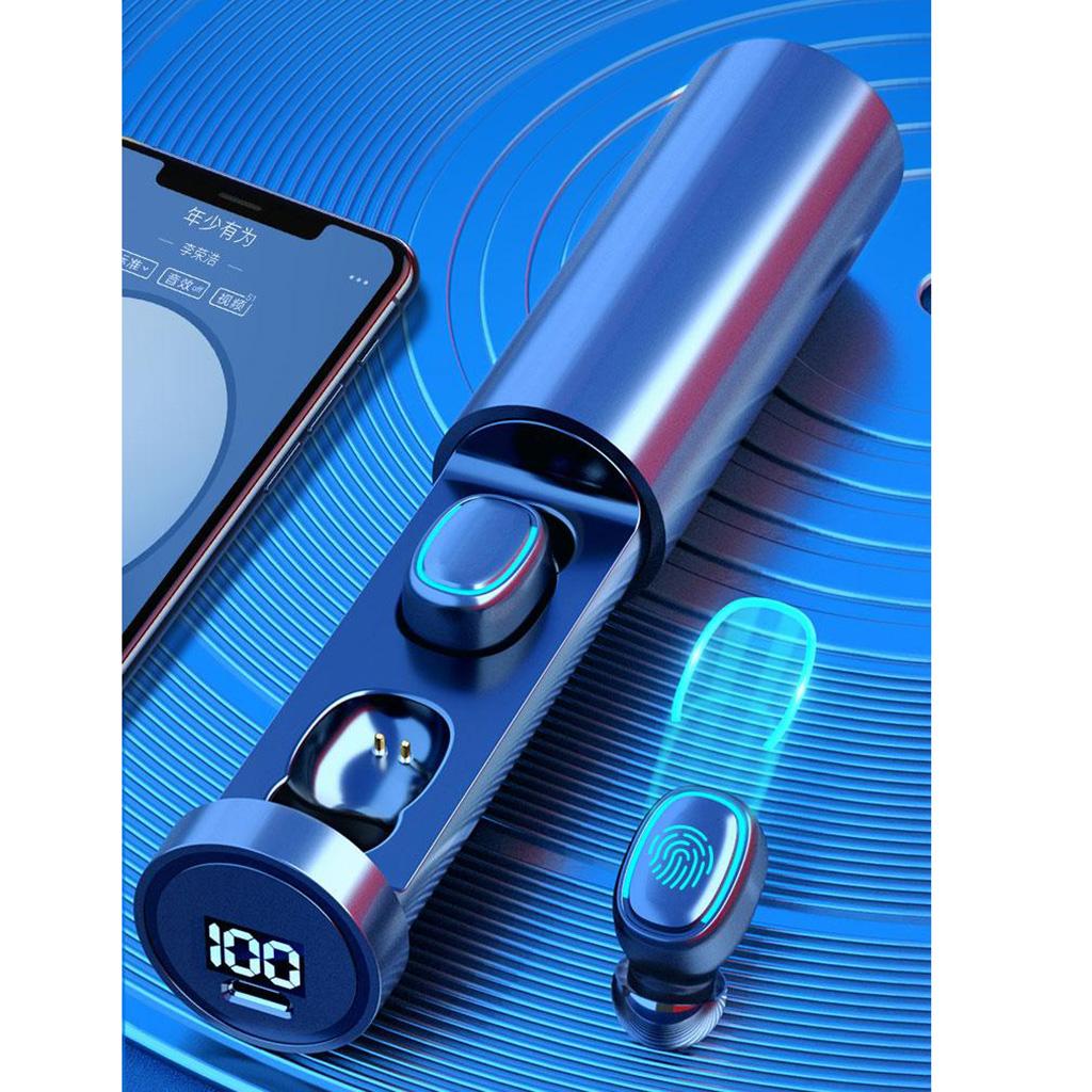 TWS Binaural Wireless Bluetooth 5.0 Sports Earbuds LED Power Display White