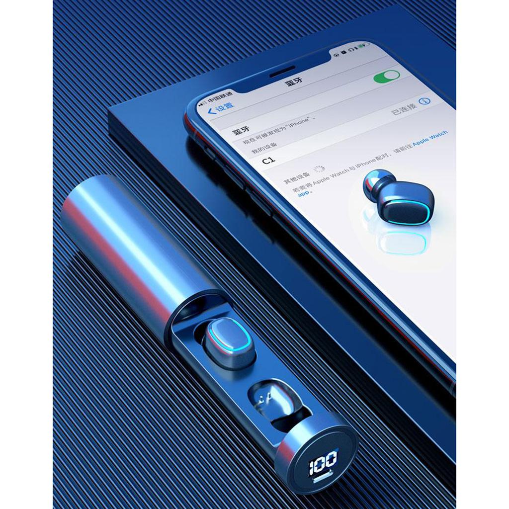 TWS Binaural Wireless Bluetooth 5.0 Sports Earbuds LED Power Display White