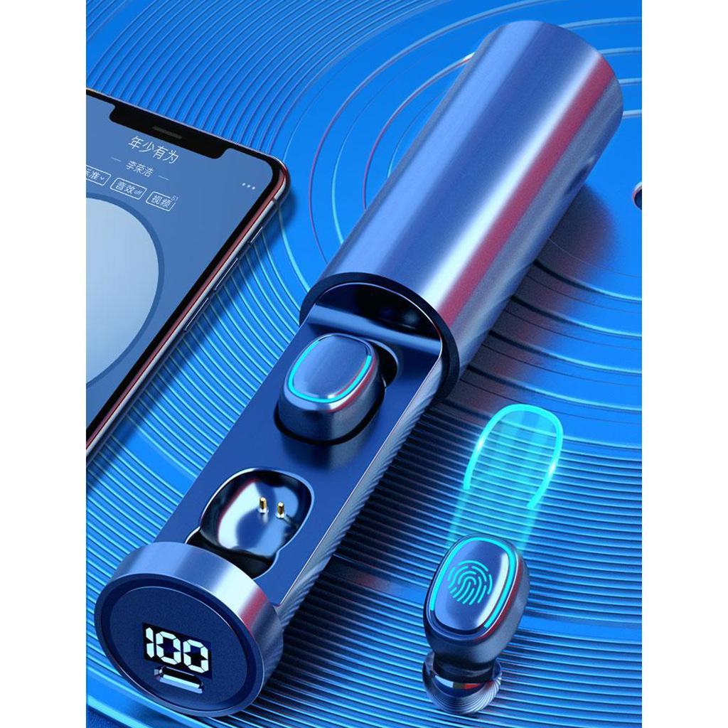 TWS Binaural Wireless Bluetooth 5.0 Sports Earbuds LED Power Display Black