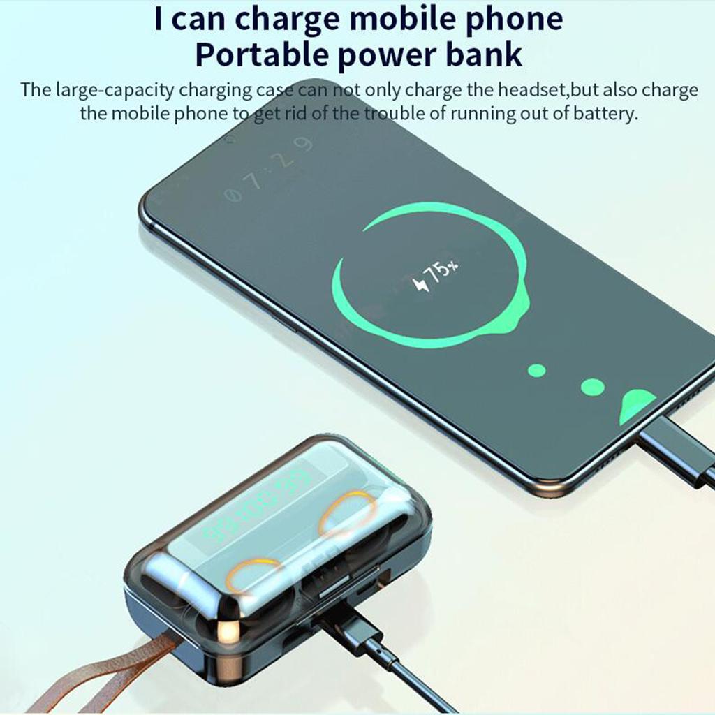 F9 TWS5.0 Stereo Wireless Earbuds with Large Capacity LED Display Case