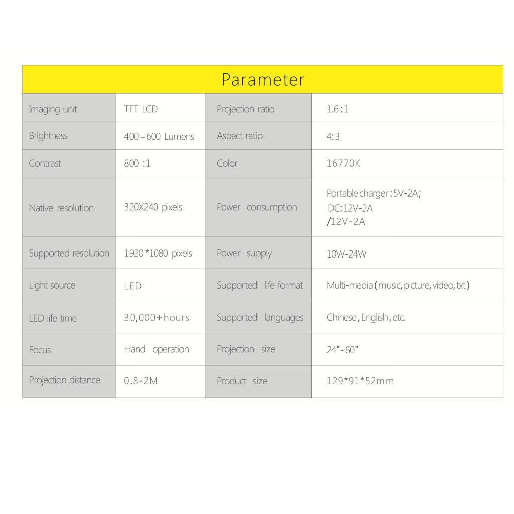 Professional Home Theater Cinema Mini Portable Movie 1080P Projector AU Plug