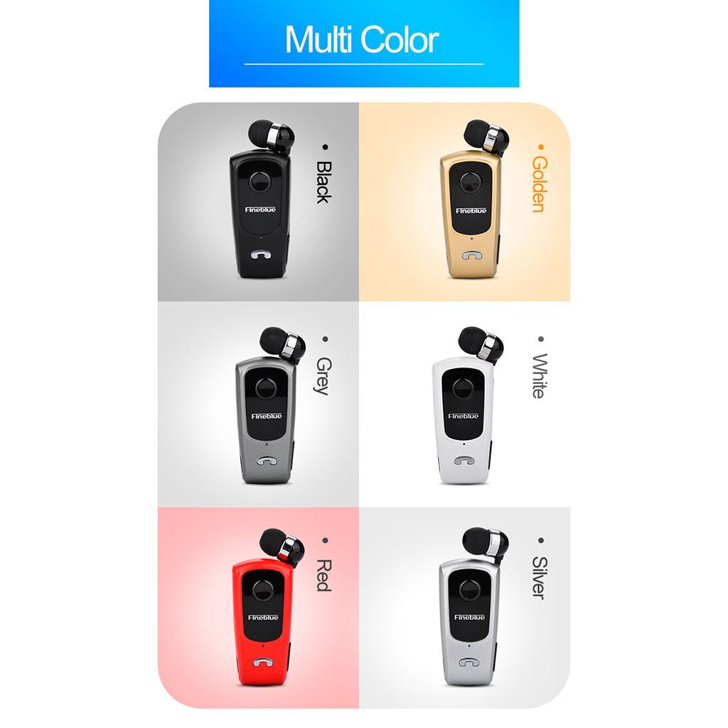 Fineblue Bluetooth Headset Collar Clip Earphone Universal Earpiece Black