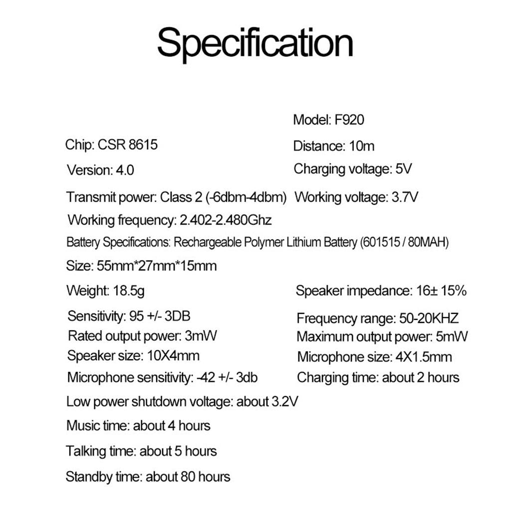 Fineblue Bluetooth Headset Collar Clip Earphone Universal Earpiece White