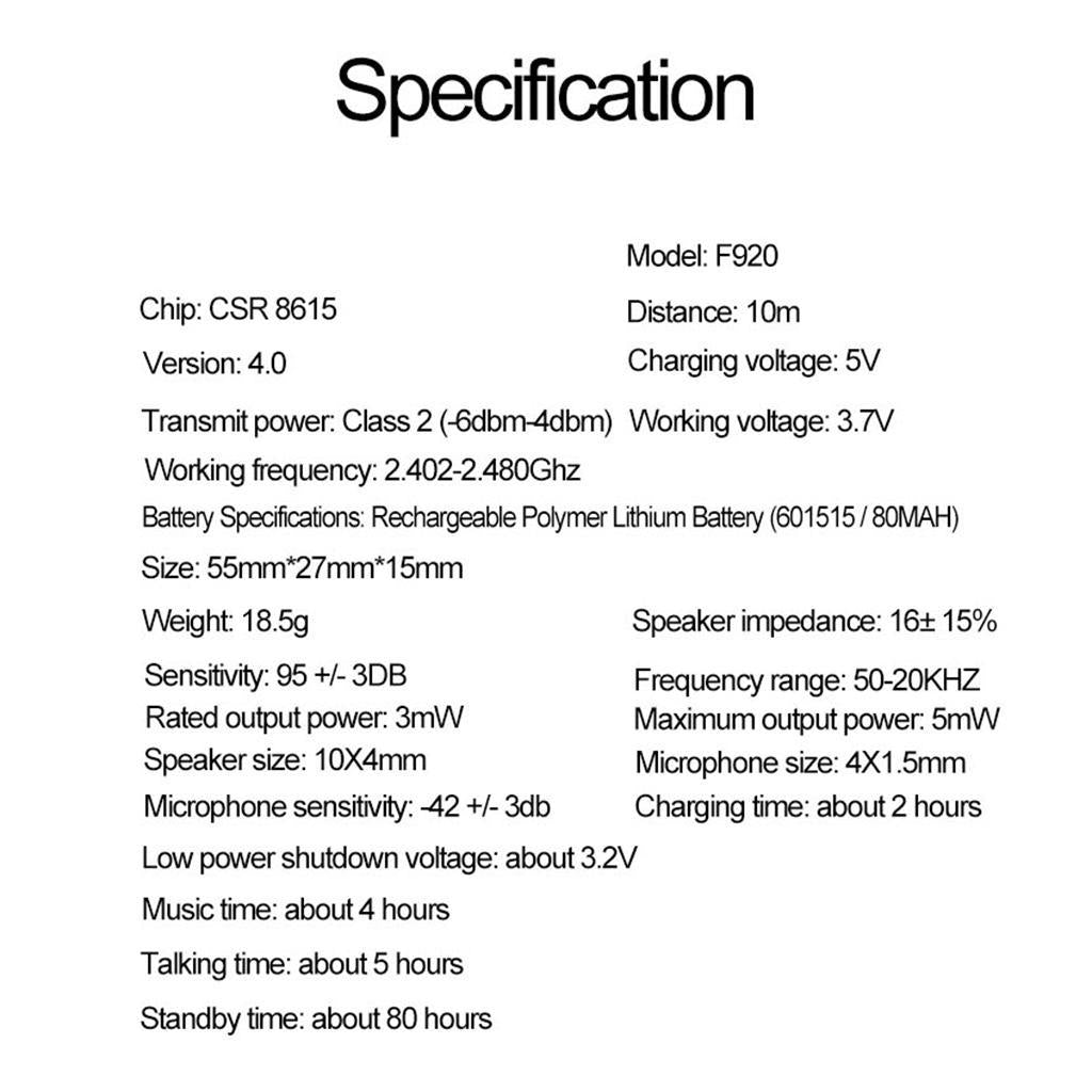 Fineblue Bluetooth Headset Collar Clip Earphone Universal Earpiece Golden