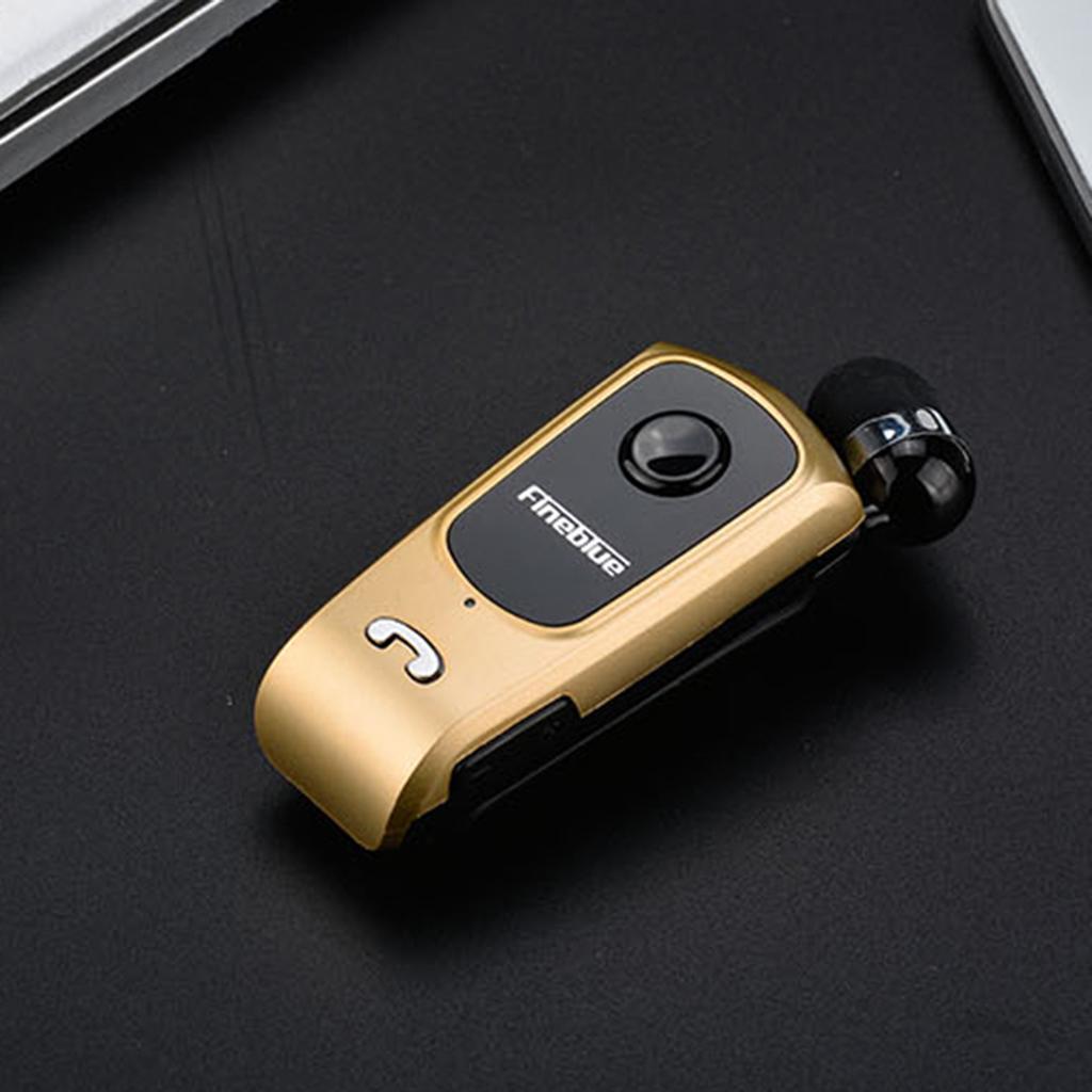 Fineblue Bluetooth Headset Collar Clip Earphone Universal Earpiece Golden