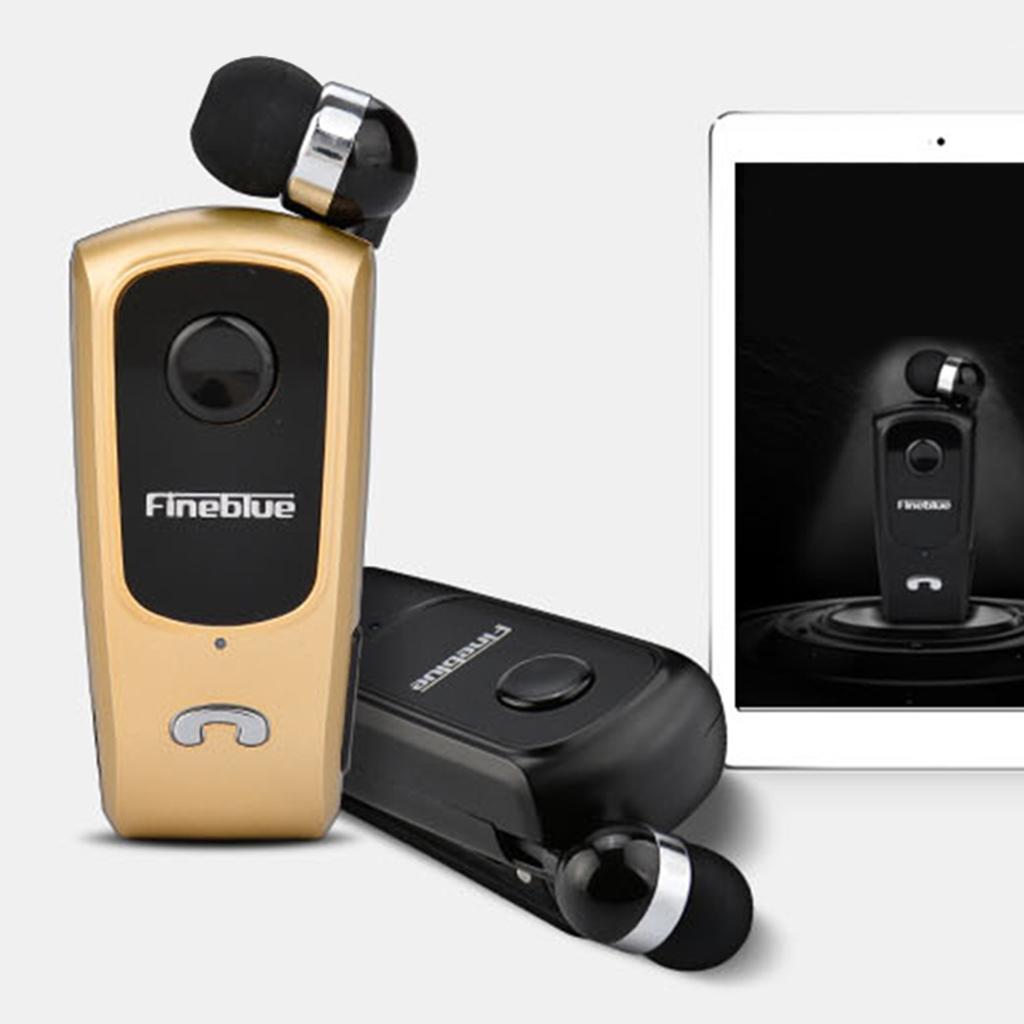 Fineblue Bluetooth Headset Collar Clip Earphone Universal Earpiece Golden