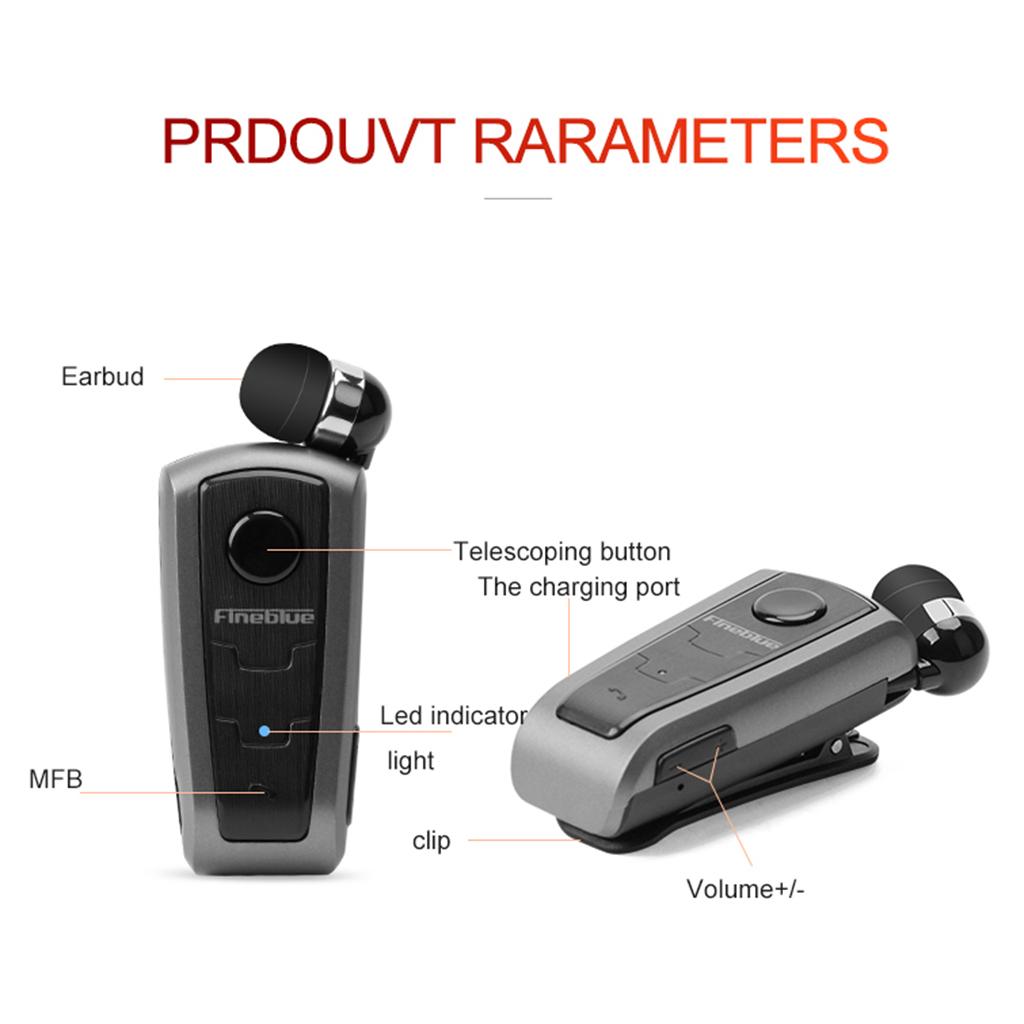 Mini In-Ear Bluetooth Headset Headphone Collar Clip Business Earphone Golden