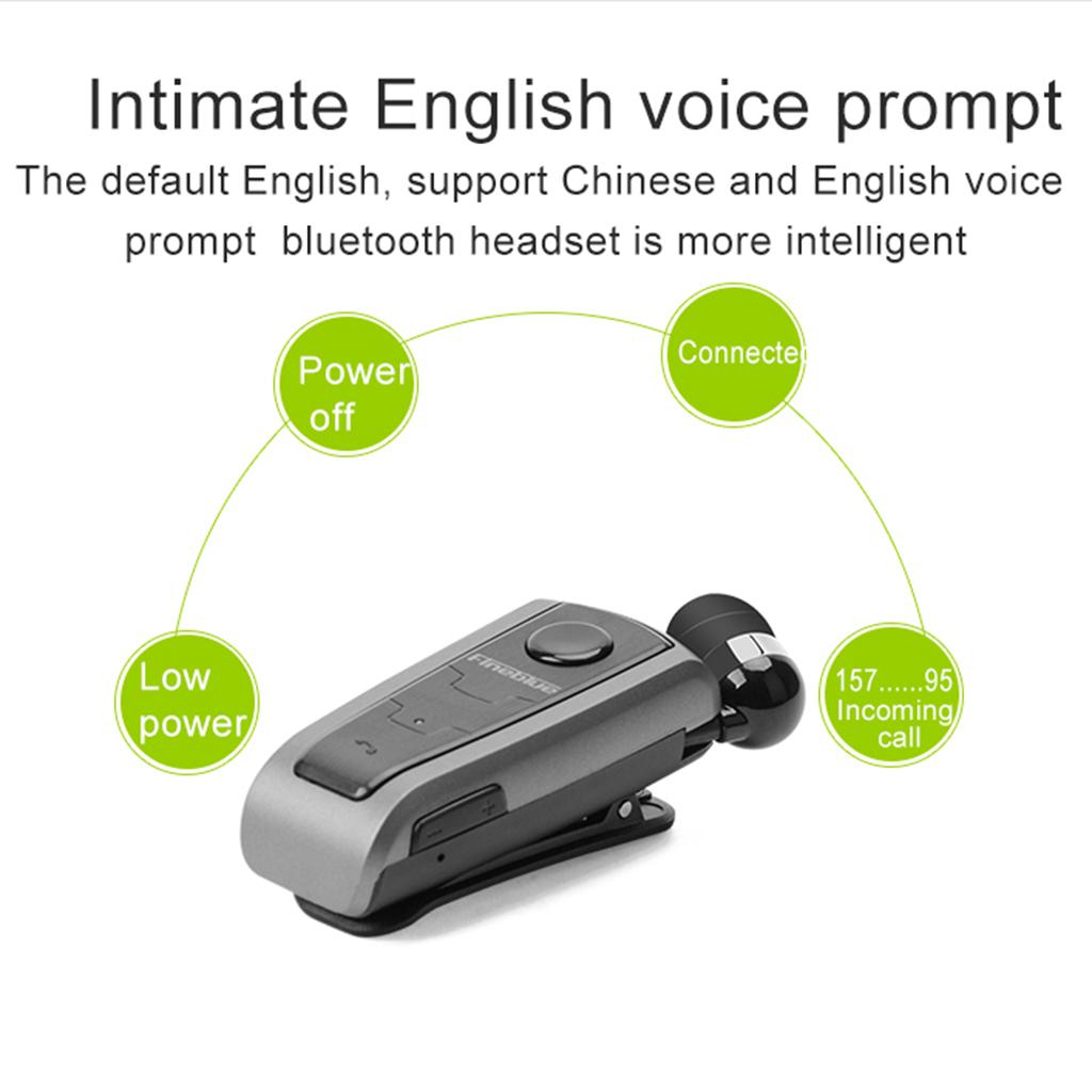 Mini In-Ear Bluetooth Headset Headphone Collar Clip Business Earphone Gray