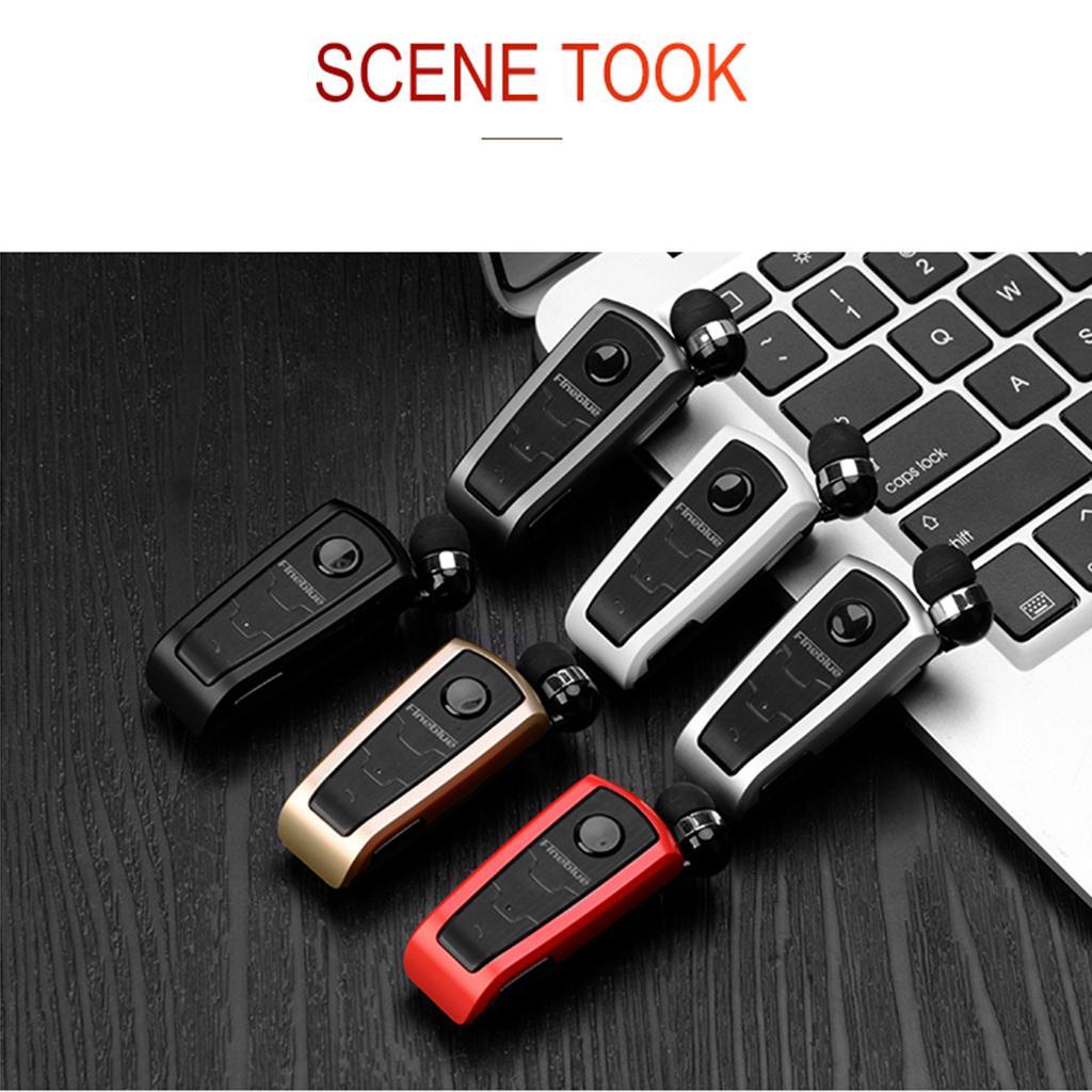 Mini In-Ear Bluetooth Headset Headphone Collar Clip Business Earphone Red