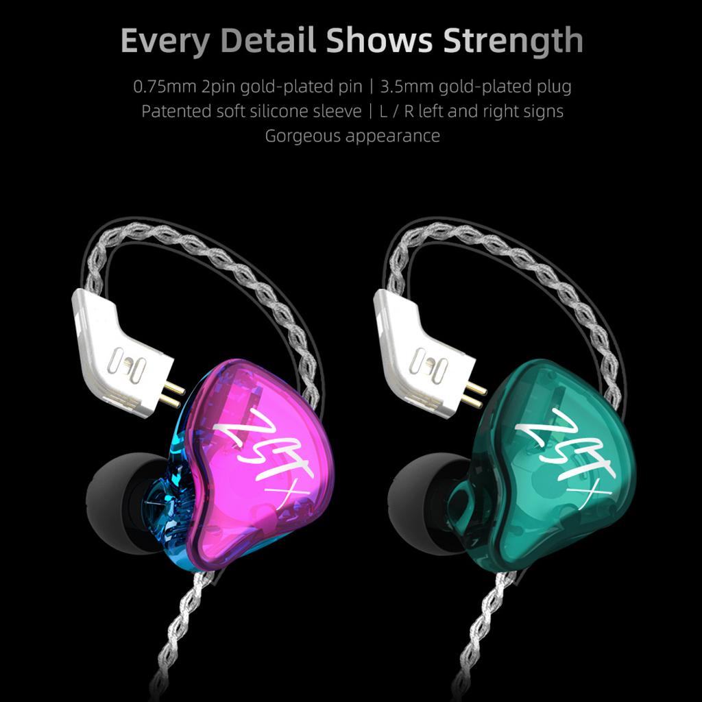KZ ZST X Colorful In-Ear Earphone HiFi Purple 1BA+1DD with mic