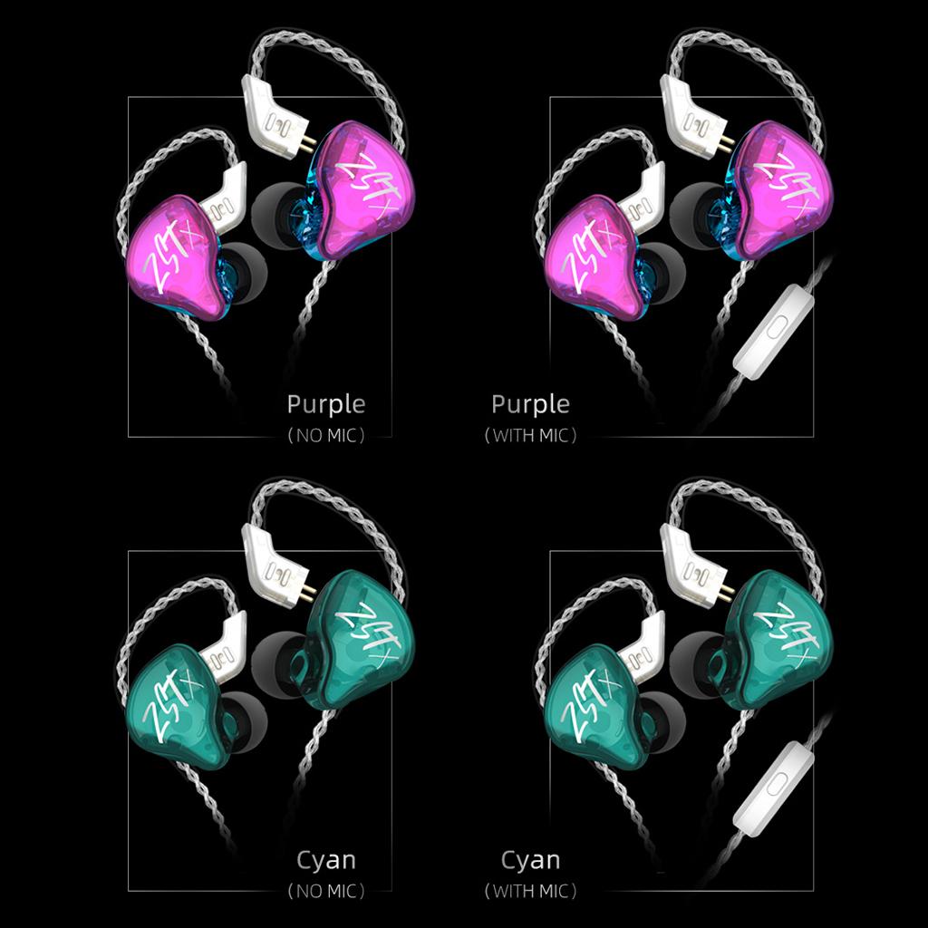KZ ZST X Colorful In-Ear Earphone HiFi Purple 1BA+1DD with mic