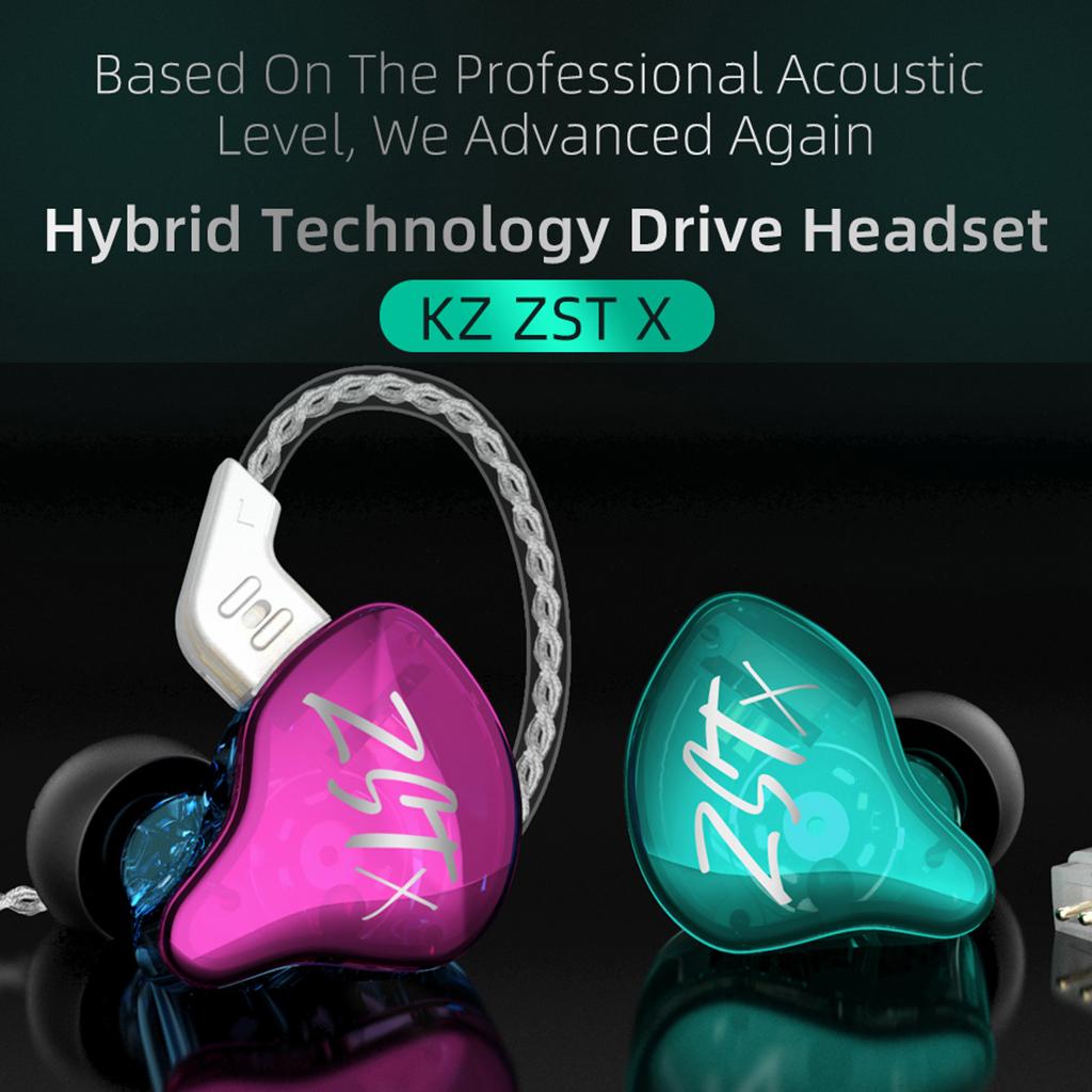 KZ ZST X Colorful In-Ear Earphone HiFi Purple 1BA+1DD with mic