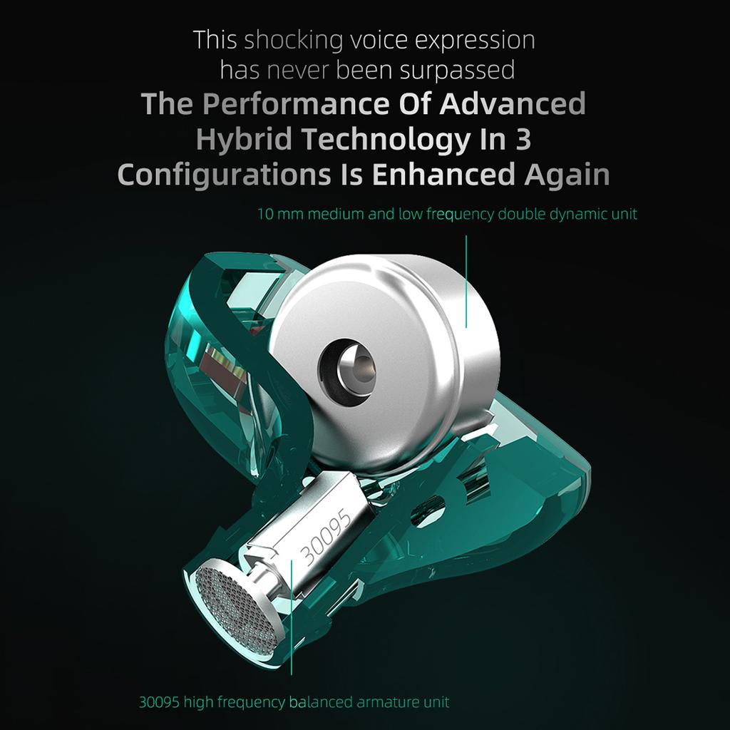 KZ ZST X Colorful In-Ear Earphone HiFi Purple 1BA+1DD with mic