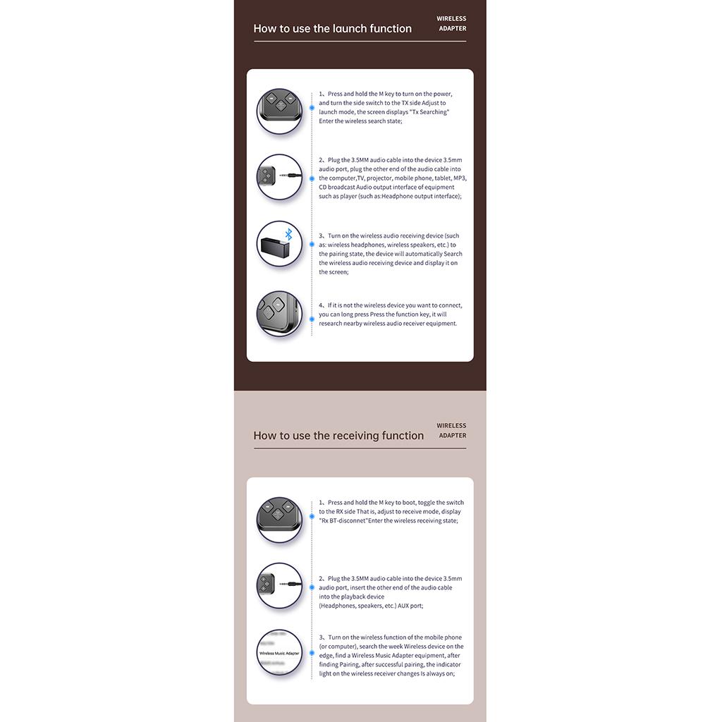 2in1 Wireless Bluetooth Transmitter Receiver A2DP Stereo AUX Audio Adapter