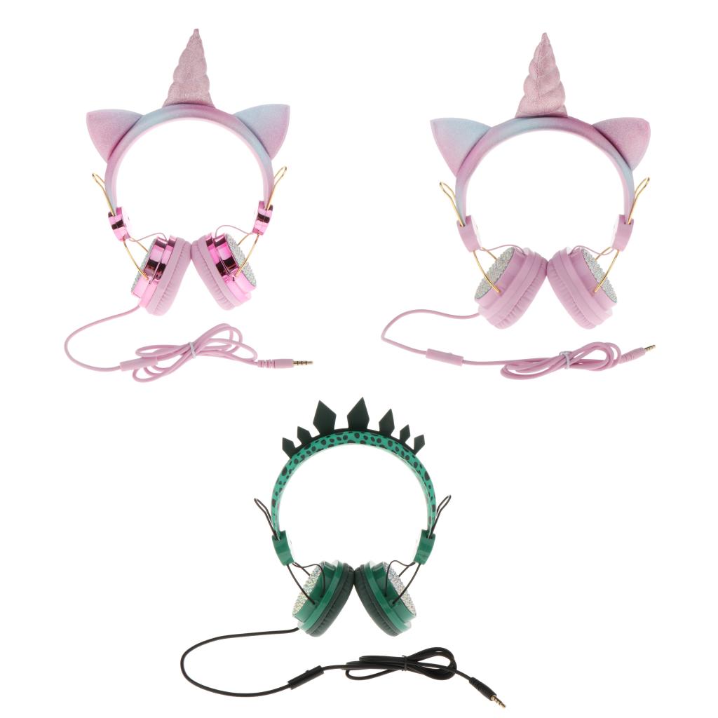 Unicorn Headphone With Microphone Girls Kids Stereo Earphone Headset Pink 1