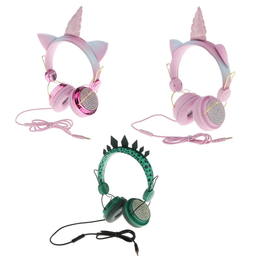 Unicorn Headphone With Microphone Girls Kids Stereo Earphone Headset Pink 1