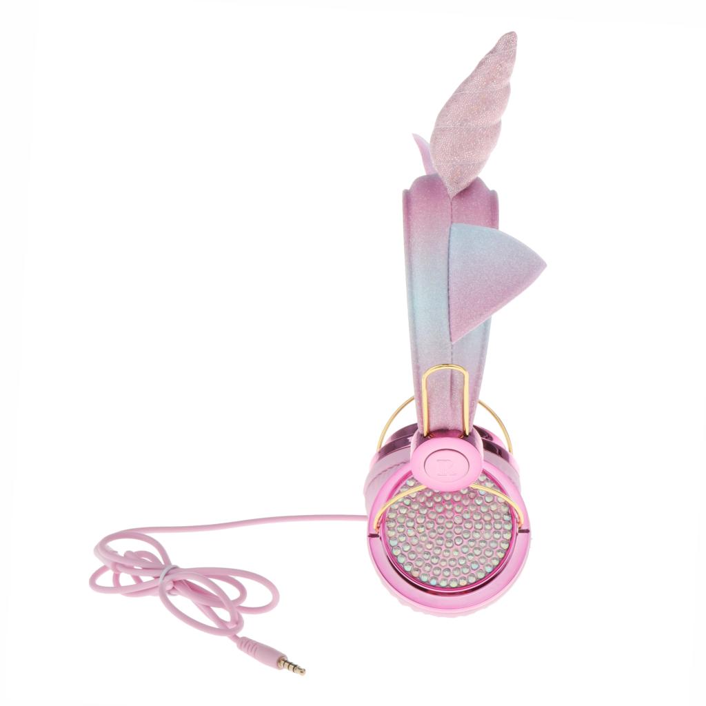Unicorn Headphone With Microphone Girls Kids Stereo Earphone Headset Pink 1
