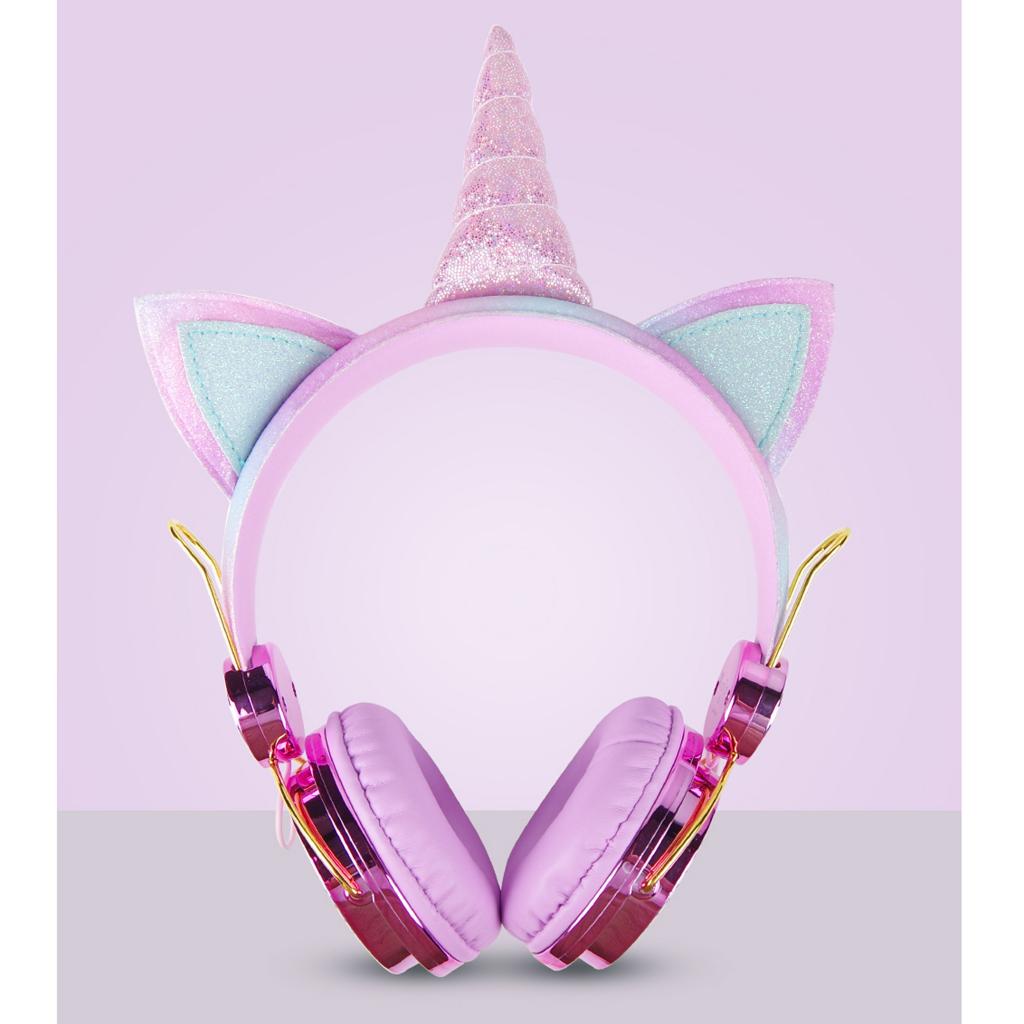 Unicorn Headphone With Microphone Girls Kids Stereo Earphone Headset Pink 1