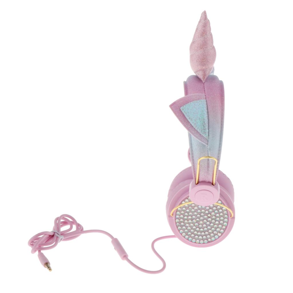 Unicorn Headphone With Microphone Girls Kids Stereo Earphone Headset Pink 2