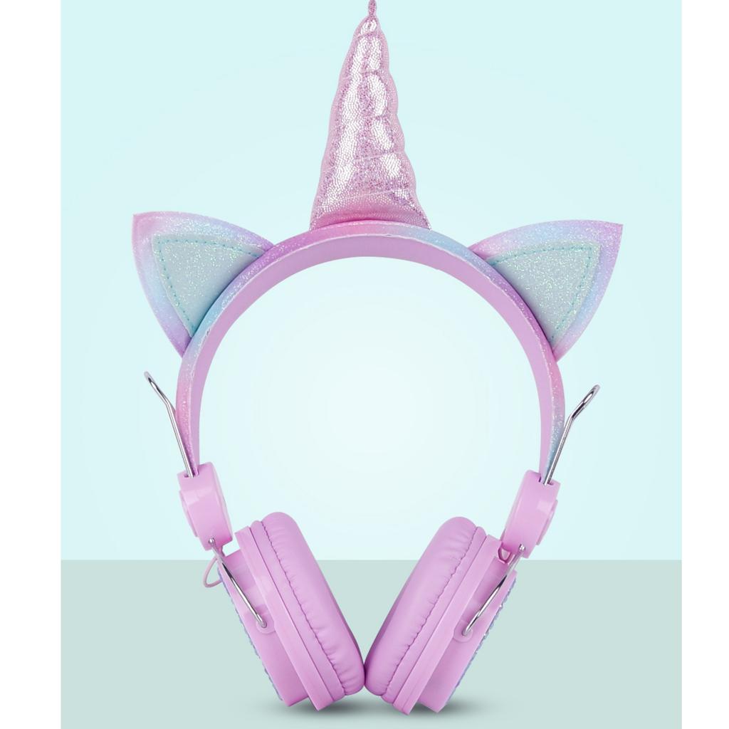 Unicorn Headphone With Microphone Girls Kids Stereo Earphone Headset Pink 2