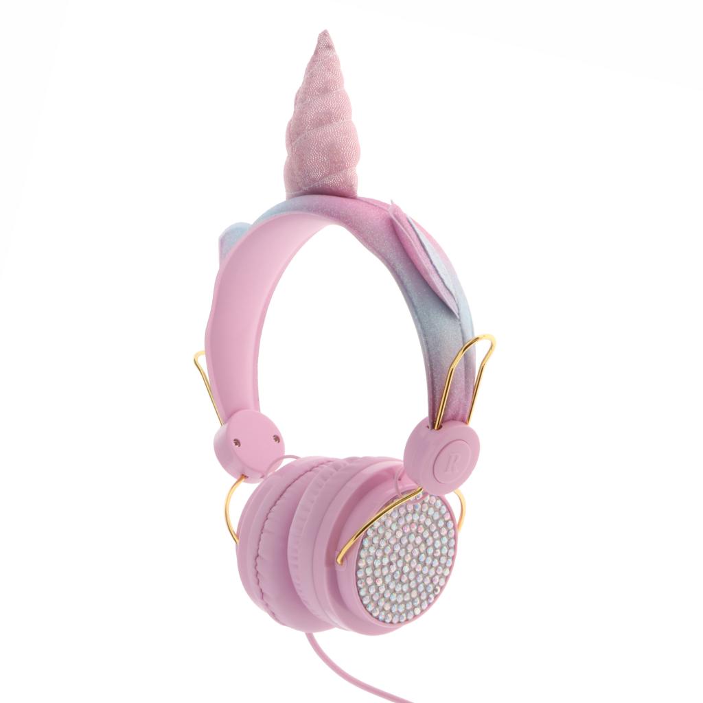 Unicorn Headphone With Microphone Girls Kids Stereo Earphone Headset Pink 2