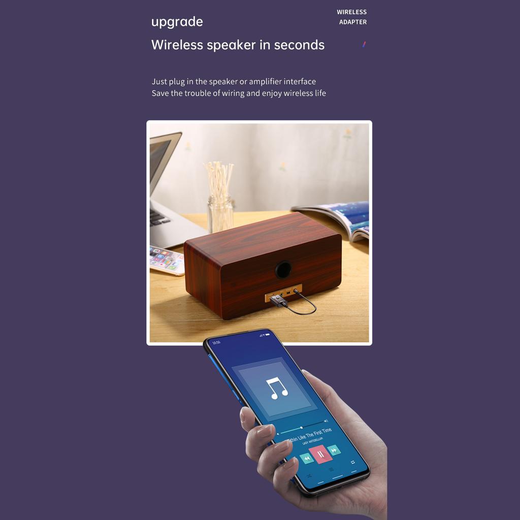 2in1 USB Bluetooth 5.0 Audio Transmitter Receiver Adapter for TV PC Car AUX