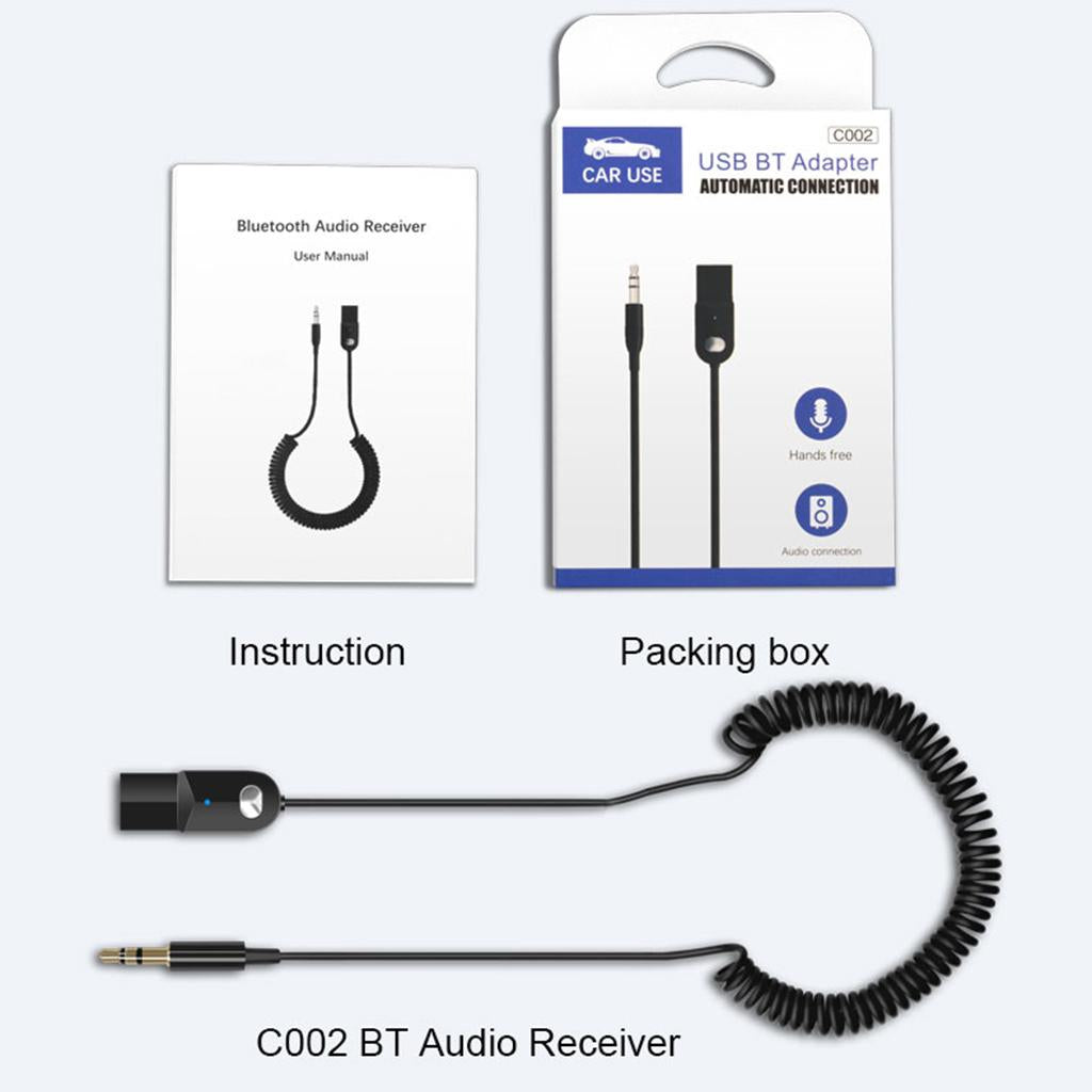 Mini USB Bluetooth 5.0 Audio Adapter Receiver 3.5mm AUX Speaker Auto Car Kit