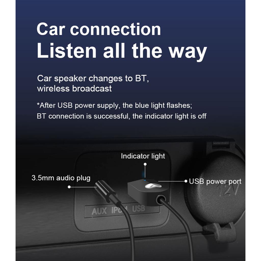 Mini USB Bluetooth 5.0 Audio Adapter Receiver 3.5mm AUX Speaker Auto Car Kit