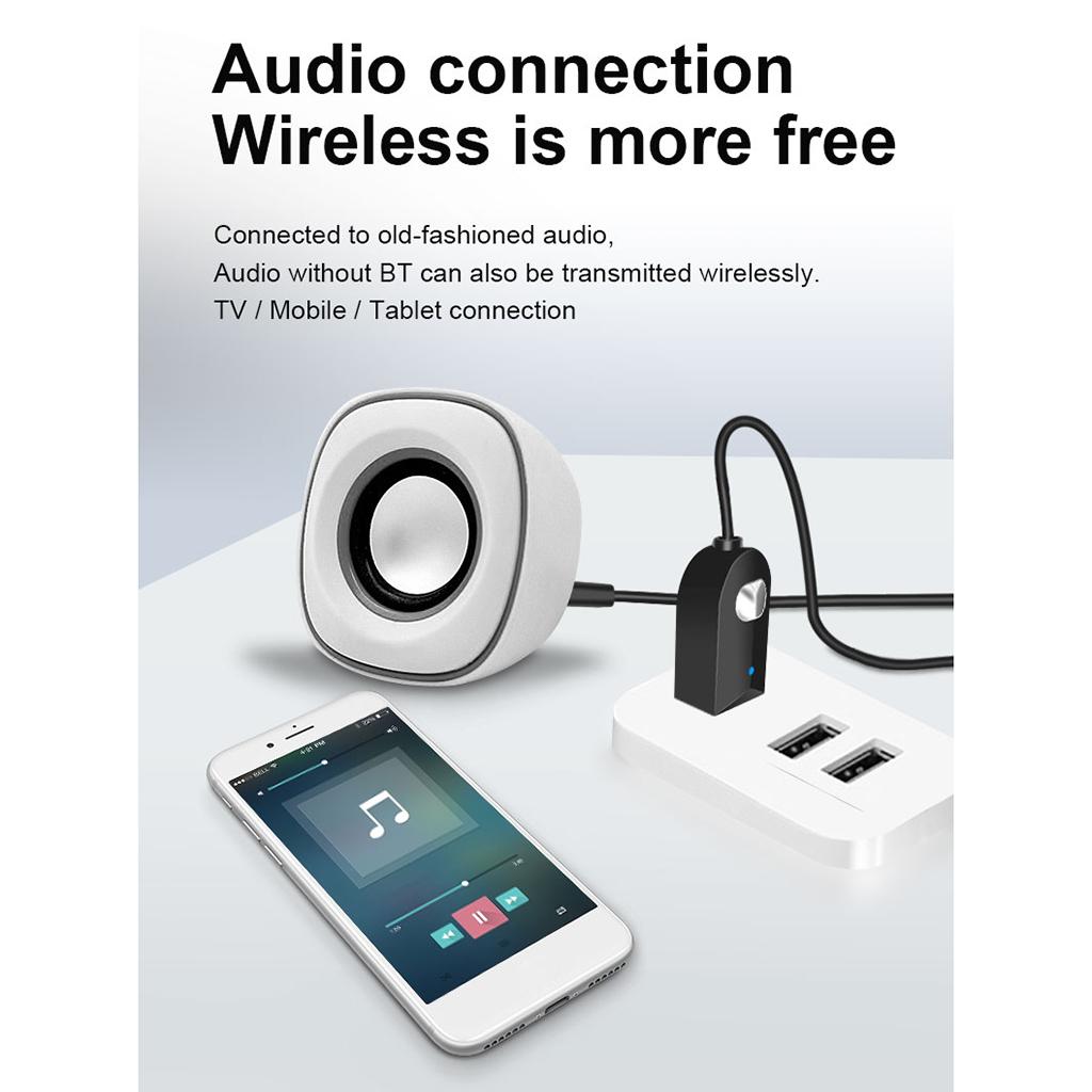 Mini USB Bluetooth 5.0 Audio Adapter Receiver 3.5mm AUX Speaker Auto Car Kit