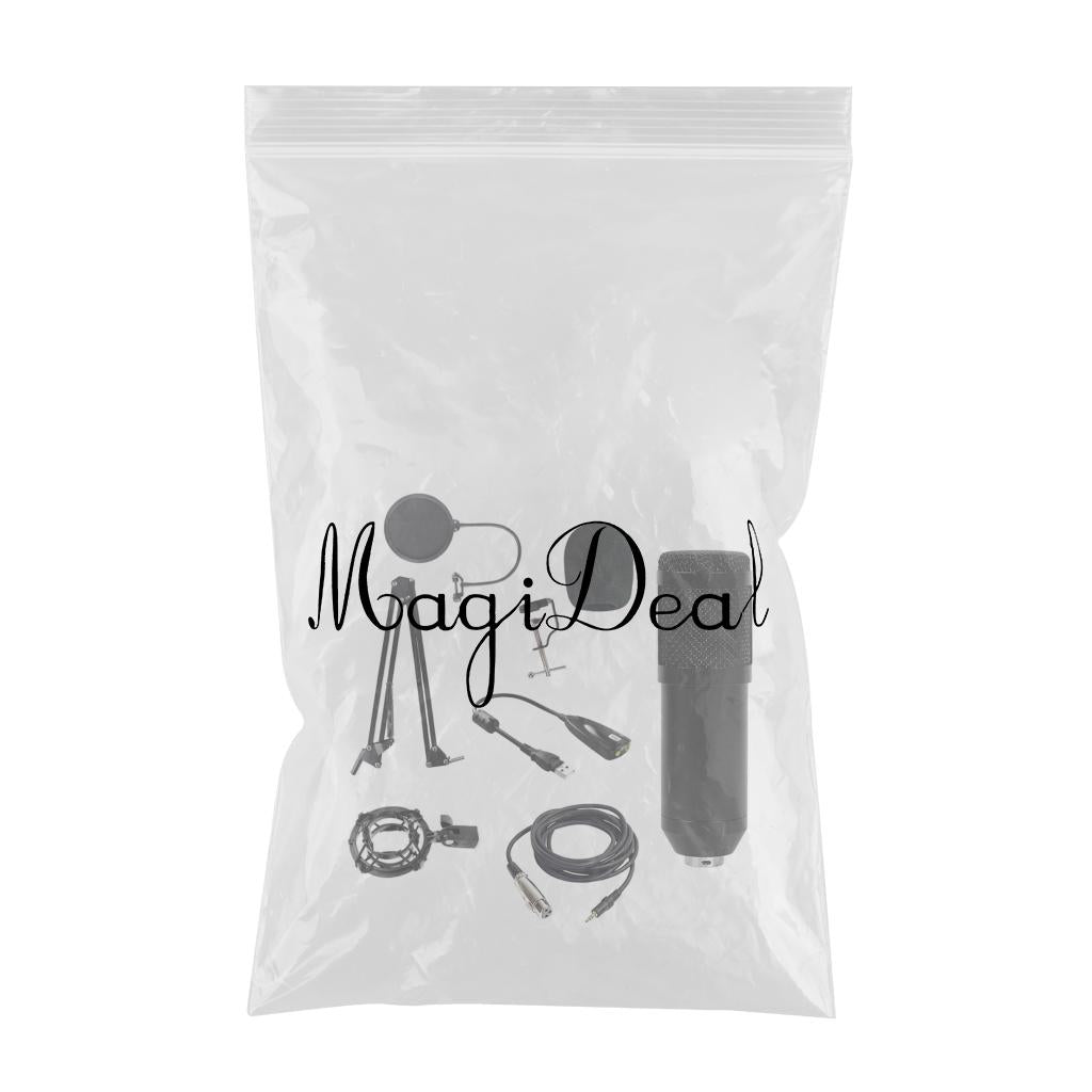 Condenser Microphone Kit for Studio Recording Black B with Sound Card