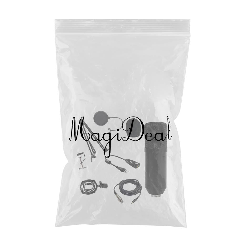 Condenser Microphone Kit for Studio Recording Black A with Sound Card