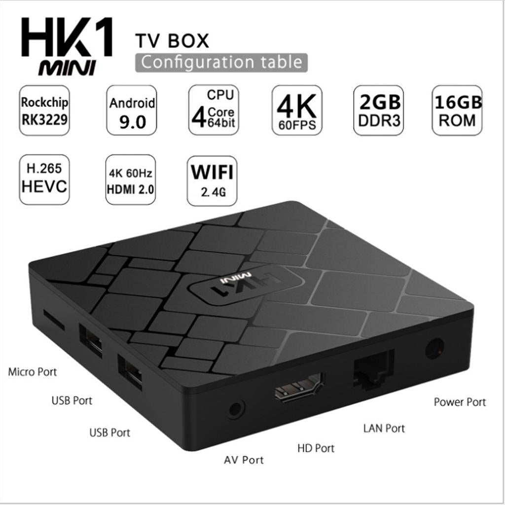 2GB+16GB STB HK1 RK3229 Quad Core WiFi 2.4G 4K HD Media Player UK Plug