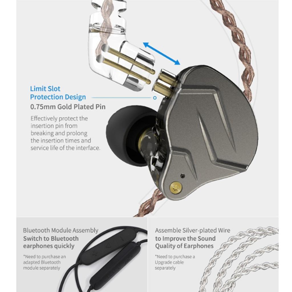 ZSN PRO X 1BA+1DD Dual Driver Hybrid Earbuds Stereo Earphone black no mic