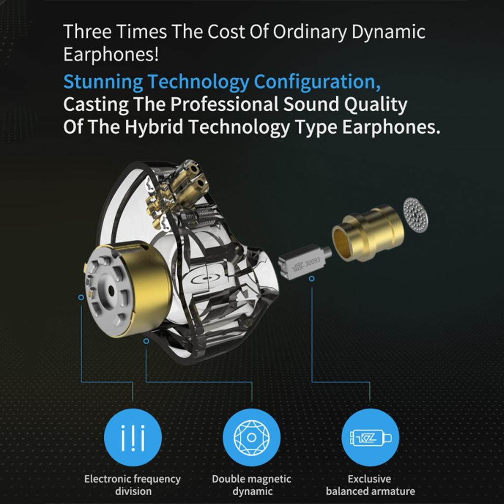 ZSN PRO X 1BA+1DD Dual Driver Hybrid Earbuds Stereo Earphone black no mic