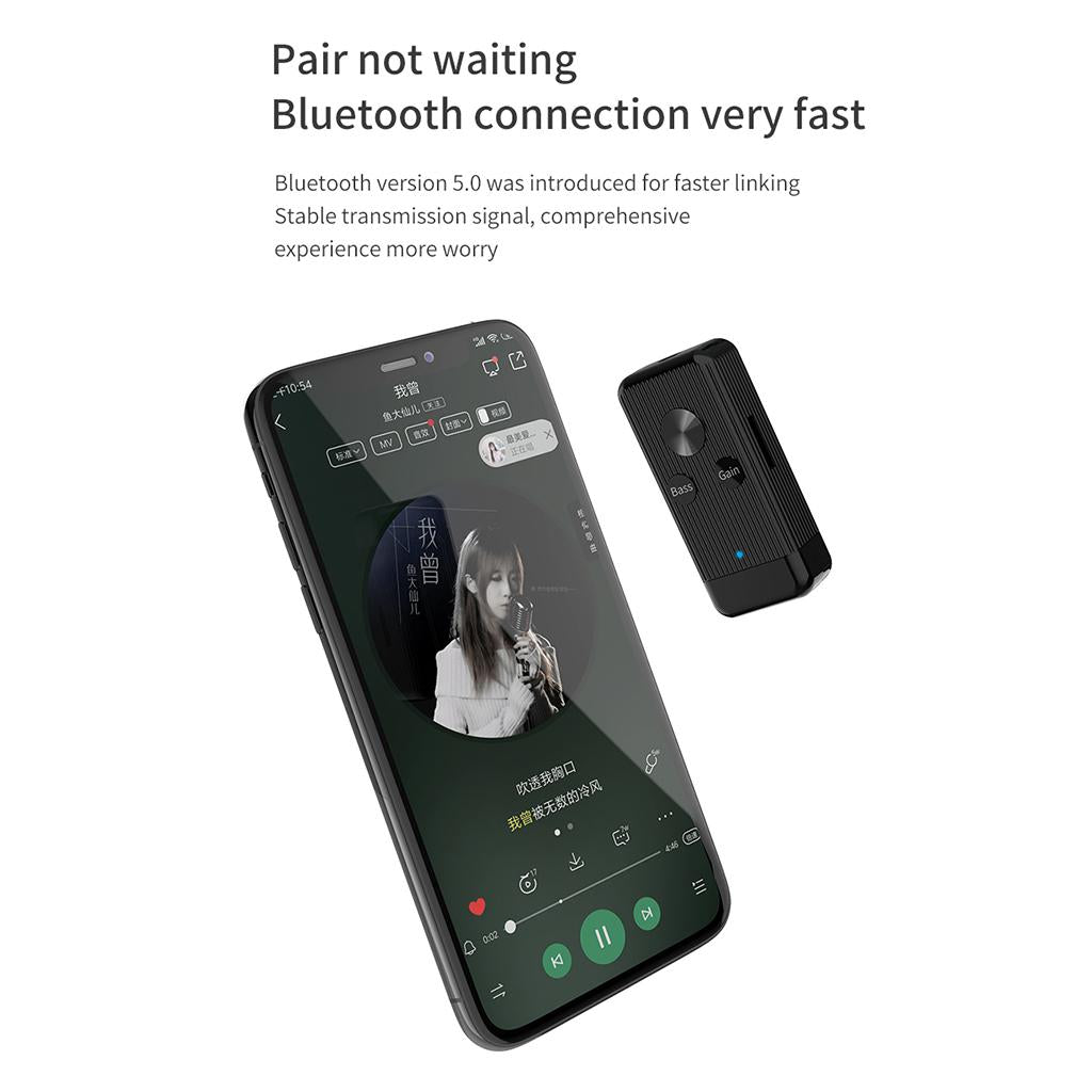 Mini Portable Bluetooth Receiver 3.5mm AUX Bass Audio Stereo Music Adapter