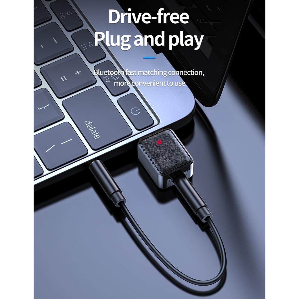 Wireless USB Bluetooth 5.0 Receiver Transmitter 3.5mm Adapter for Car TV PC