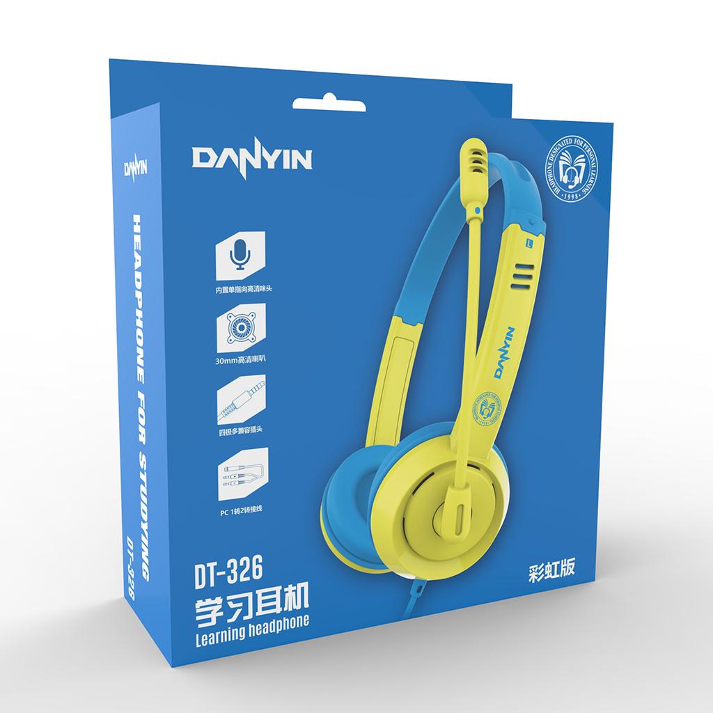 Kids Headphones 3.5mm Wired On-Ear Children Headset 4 Pole 3.5mm Blue Yellow