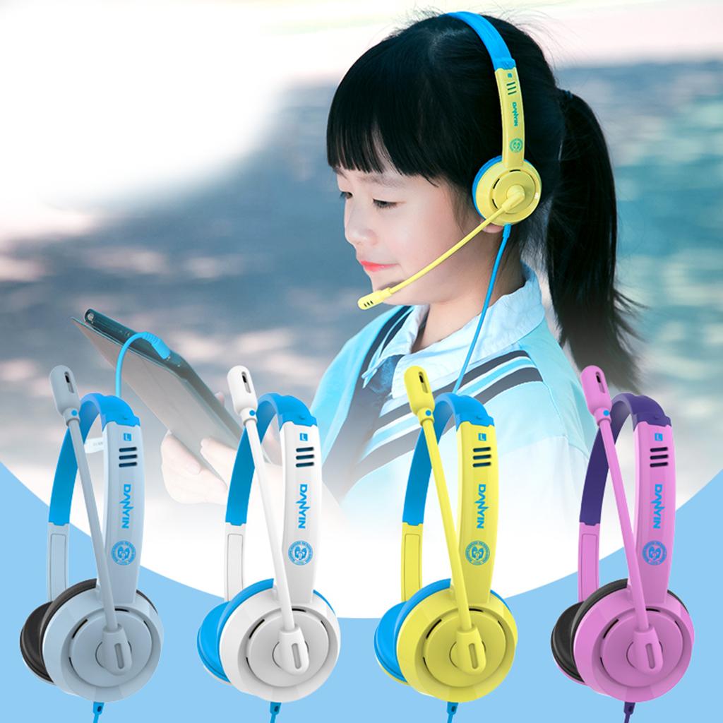 Kids Headphones 3.5mm Wired On-Ear Children Headset 4 Pole 3.5mm Blue White