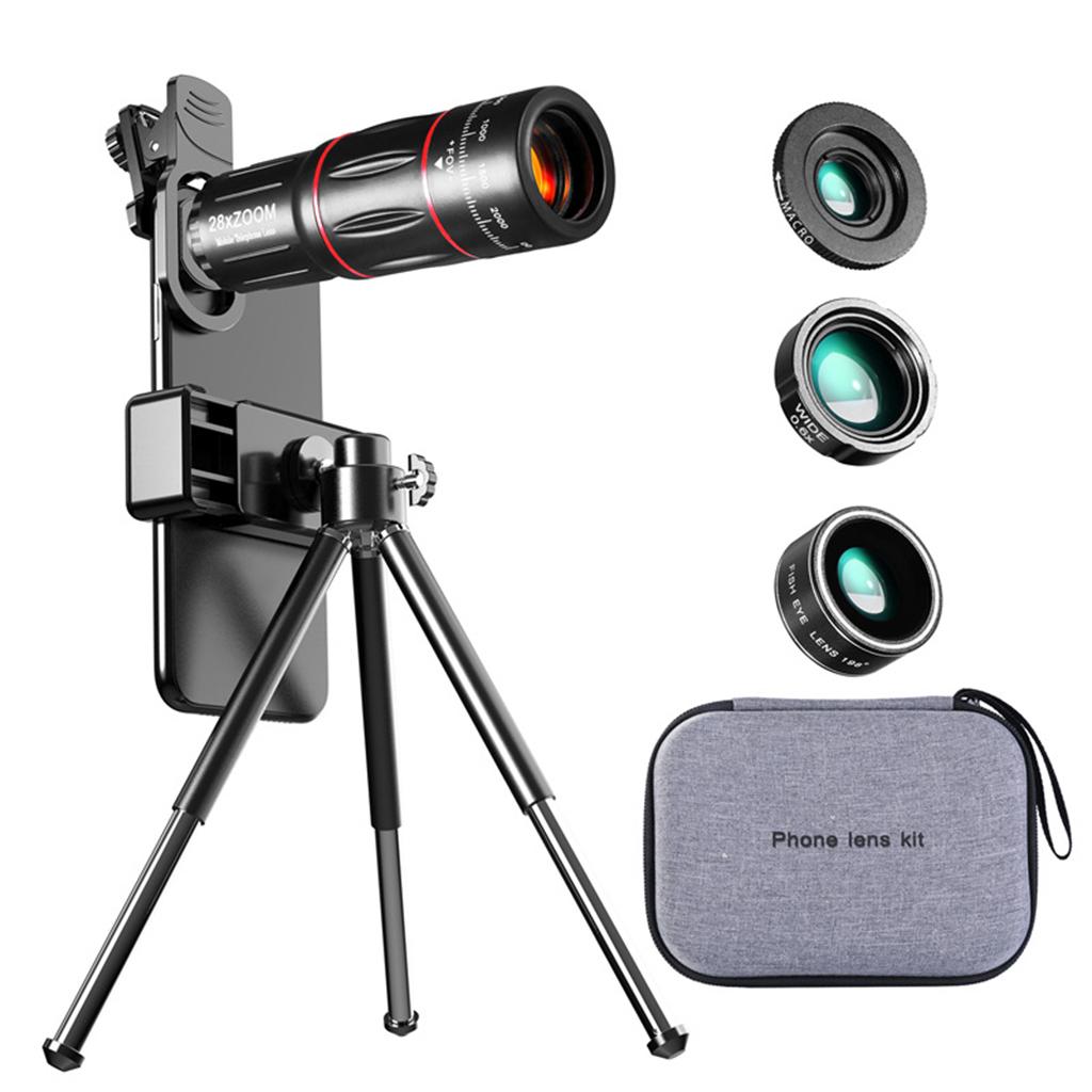 28X Zoom HD Lens Monocular Telescope+ Tripod +Clip for Universal Cell Phone